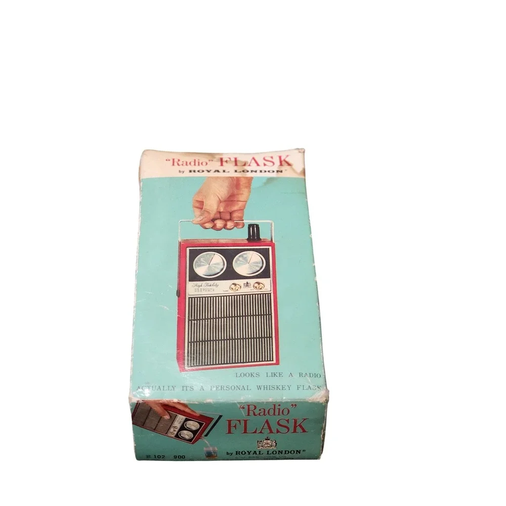 Royal London Radio Flask Novelty Barware Red Portable High Fidelity Liquor‎ Set